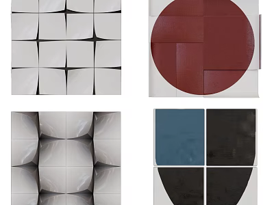Modern 3D Geometric Wall Decor With Abstract Shapes And Colorful Patterns 3d model