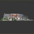 Dilapidated Barn Structure With Rusted Roof Collapsed Sections Surrounded By Overgrown Weeds And Debris
