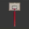 Durable Basketball Hoop With Wooden Backboard Red Pole And Blue Net
