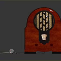 Vintage Red Wooden Radio With Classic Grille Knobs And Power Plug Design