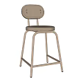 Stylish Two Modern Upholstered Bar Stools With Sleek Metal Frames And Beige Seats