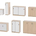 Various Wooden And White File Cabinets With Different Storage Designs 3d model