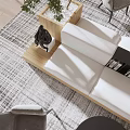 Modern Book Art Living Room Design Featuring Wooden Bookshelves Large Windows And Plants
