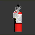 Red Fire Extinguisher With Pressure Gauge And Safety Tag For Home Use