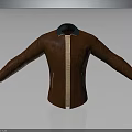 Classic brown leather jacket with green collar and stylish stitching design details