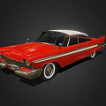 Red Vintage Classic Car With White Roof And Chrome Accents Design