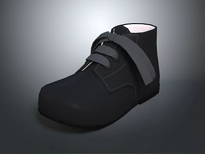 Stylish Black Short Boots With Adjustable Strap And Lace Up Design For Daily Use 3d model