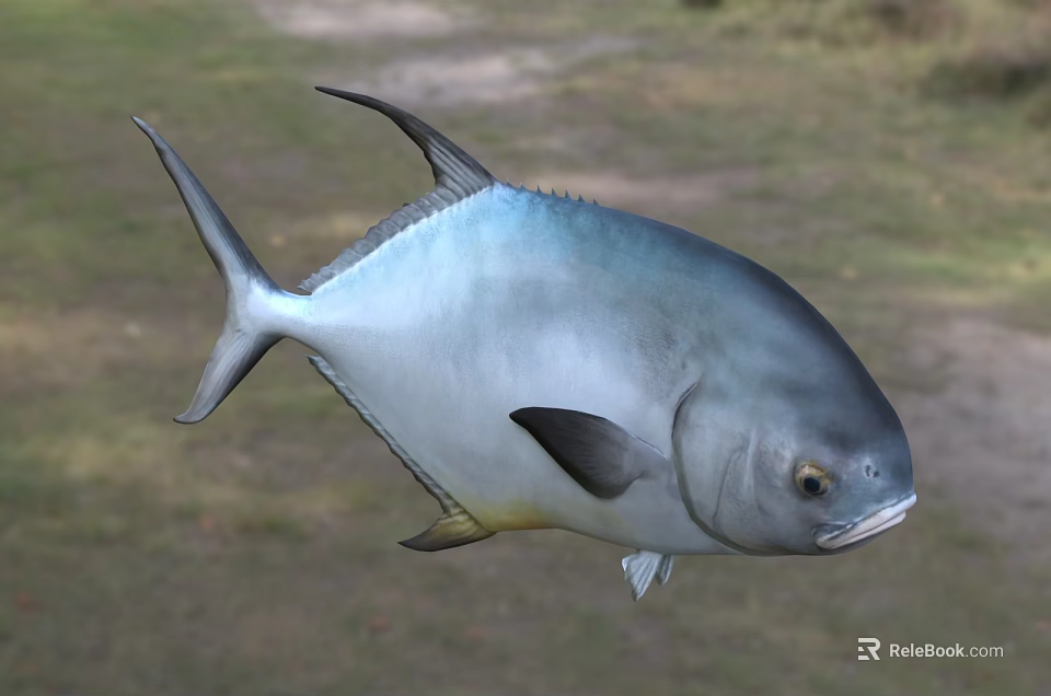Silver Blue Aquatic Fish With Streamlined Body Prominent Fins And Distinct Eyes 3d model 