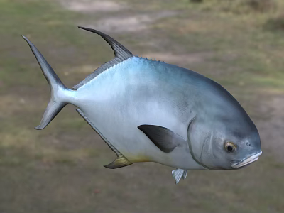 Silver Blue Aquatic Fish With Streamlined Body Prominent Fins And Distinct Eyes 3d model