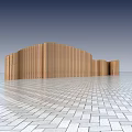 Modern Wooden Feature Wall with Curved Design in Open Space and Tiled Floor