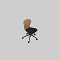 Modern Office Chair With Wooden Backrest Dark Cushion Black Swivel Base And Wheels