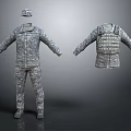 Camouflage Military Uniform Set With Vest And Hat For Military Roles 3d model
