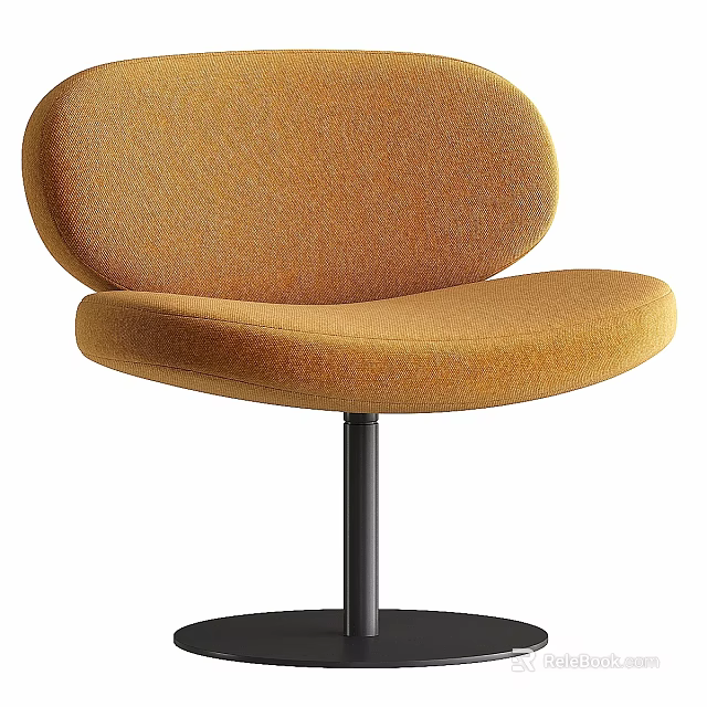 Orange Upholstered Leisure Chair With Round Seat And Metal Base Design 3d model 