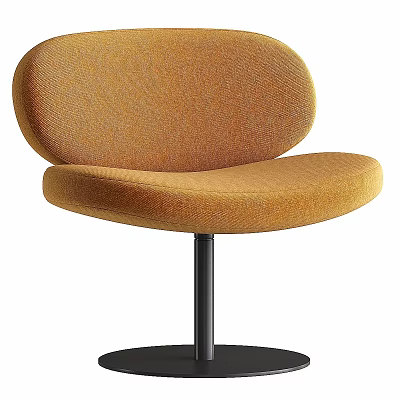 Orange Upholstered Leisure Chair With Round Seat And Metal Base Design 3d model