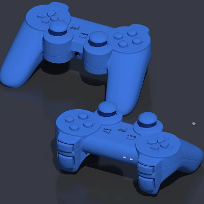 Pair of Blue Game Controllers With Ergonomic Grip And Control Buttons 3d model