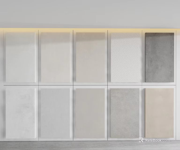 Stylish Wall Paneling Design With Various Textures And Neutral Tones For Interior 3d model