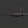 Mechanical Armored Crocodile Creature With Black Body Red Accents And Spiked Design