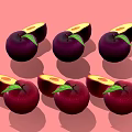 Fresh Deep Purple Plums Whole And Sliced With Green Leaves On Pink Background