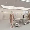 Modern Clothing Store Interior Design With Displayed Clothes Mannequins Racks And Potted Plants