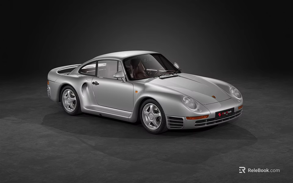 Silver Porsche 911 Classic Two Door Sports Car With Alloy Wheels And Leather Interior 3d model 
