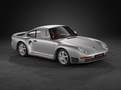 Silver Porsche 911 Classic Two Door Sports Car With Alloy Wheels And Leather Interior 3d model