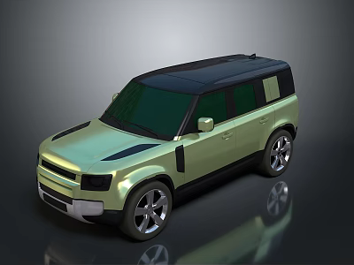 Modern Light Green SUV with Black Roof and Silver Alloy Wheels Design 3d model