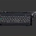 Vintage Black Mechanical Typewriter With Classic Keyboard And Metal Roller Parts