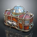Steampunk Wooden And Metal Structure Design With Dome Glass And Windows