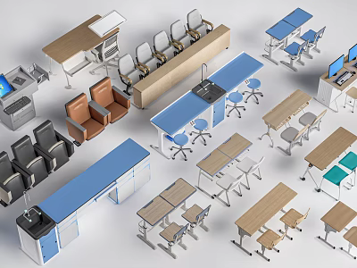 Diverse Modern Table and Chair Sets With Wooden Tops Metal Frames and Ergonomic Seats 3d model
