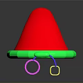 Festive Red Santa Hat With Green Brim And Colorful Decorative Rings For Holiday Use