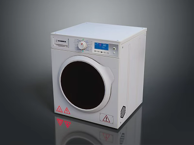 White Computer All in One Device With Control Panel Knob Display Screen And Warning Signs 3d model