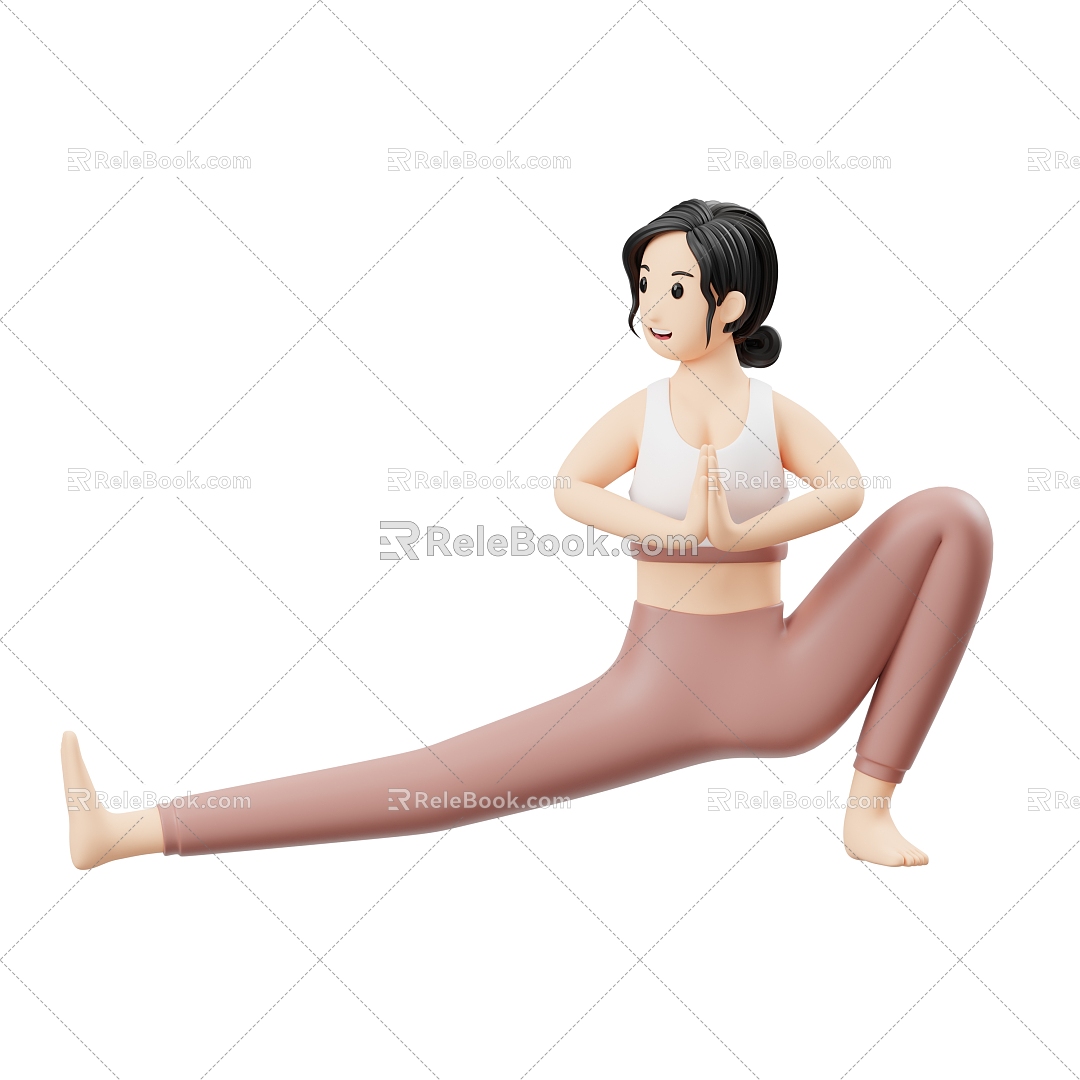 Modern Yoga Do Yoga Cartoon Woman Anime Woman 3d model