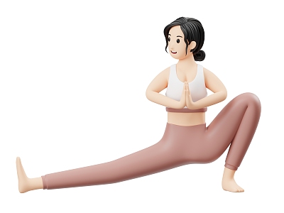 Modern Yoga Do Yoga Cartoon Woman Anime Woman 3d model