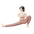 Modern Yoga Do Yoga Cartoon Woman Anime Woman 3d model