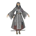 Mystical Beast Character Design With Lion Head And Gray Robe Chains Belt
