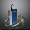 Portable Study CD Player Electronic Device with Blue Body and Yellow Headphones