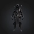 Dark Hooded Fantasy Character With Cloak And Dual Weapons