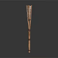 Handmade Bamboo Torch With Woven Design And Natural Wooden Shaft
