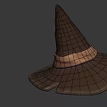 Wizard Hat 3D Render With Pointed Top Wide Brim And Brown Band 3d model