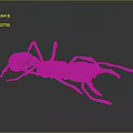 Detailed 3D Ant Model With Purple Body Red Yellow Legs And Grey Gradient Background