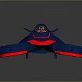 Futuristic Blue Race Car With Red Accents Four Wheels And Rear Spoiler