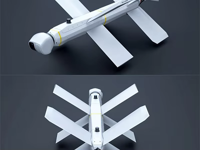 Military Weapon Drone With White Wing Structure And Surveillance Payload Design 3d model