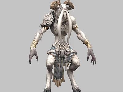 Mythical Game Movie Character With Ram Horns Tentacle Head And Decorative Armor Design 3d model