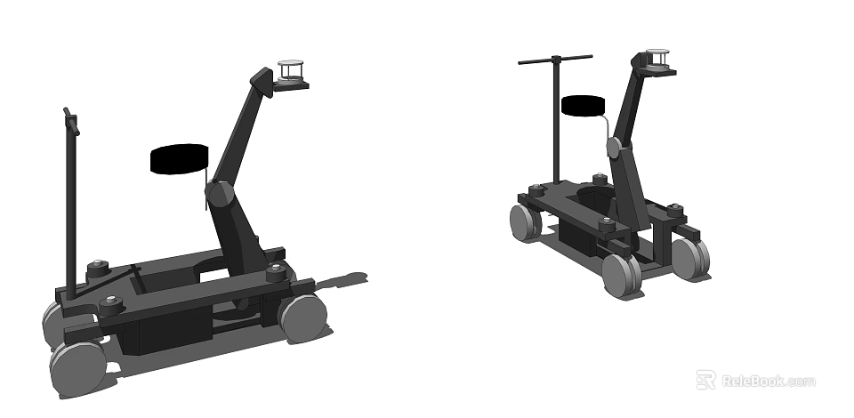 Black Industrial Mechanical Devices Featuring Wheels Brackets And Structural Frames 3d model 