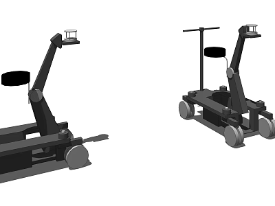 Black Industrial Mechanical Devices Featuring Wheels Brackets And Structural Frames 3d model