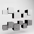 Modern Minimalist 3D Wall Decorations With White And Gray Geometric Cubes In Abstract Design
