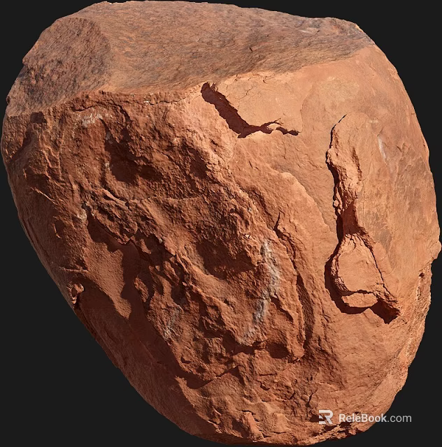 Natural Red Stone With Rough Texture And Wooden Accents For Home Decor And Craft Projects 3d model 