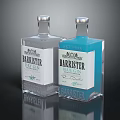 Barrister London Dry Gin and Blue Bottle Gin in Transparent Bottles with Silver Caps