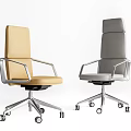 Modern Office Chair With Beige And Gray Upholstery Metal Frame And Swivel Wheels