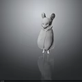 White Rabbit Character 3D Model With Cloak Simple Design And Shiny Gray Surface 3d model